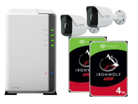 Synology DS220j Bundle includes 2 x Seagate IronWolf 4TB HDD 2 x Synology BC500 cameras