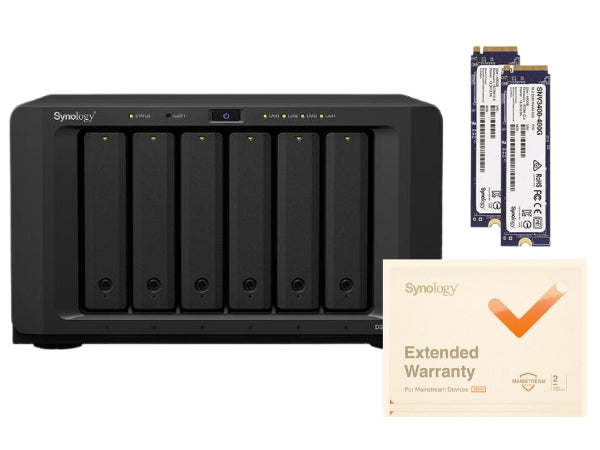 Synology Bundle - DS1621+ DiskStation 6 Bay NAS + Warranty Upgrade EW201 + 2 x 400GB NVMe